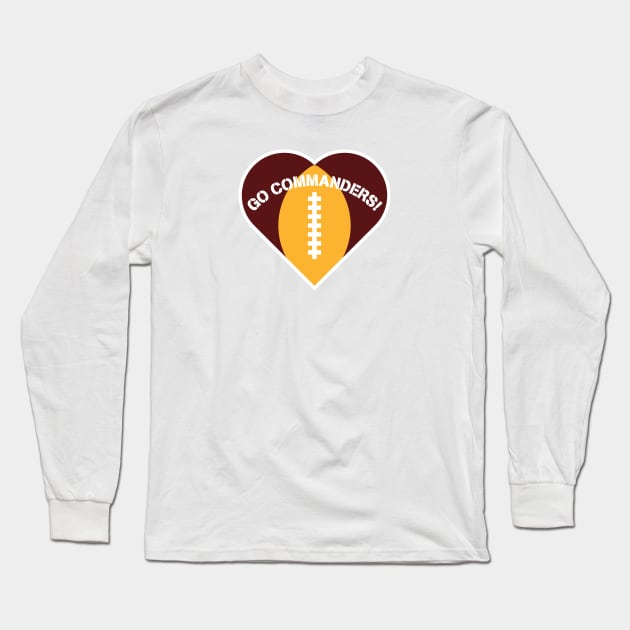 Heart Shaped Washington Commanders Long Sleeve T-Shirt by Rad Love